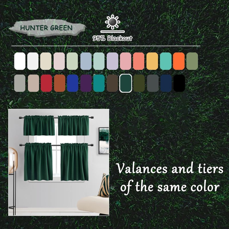 DONREN Dark Green Blackout Thermal Insulating Window Curtain Panels for Bedroom with Rod Pocket (42 x 96 Inches,2 Panels) - Image 3